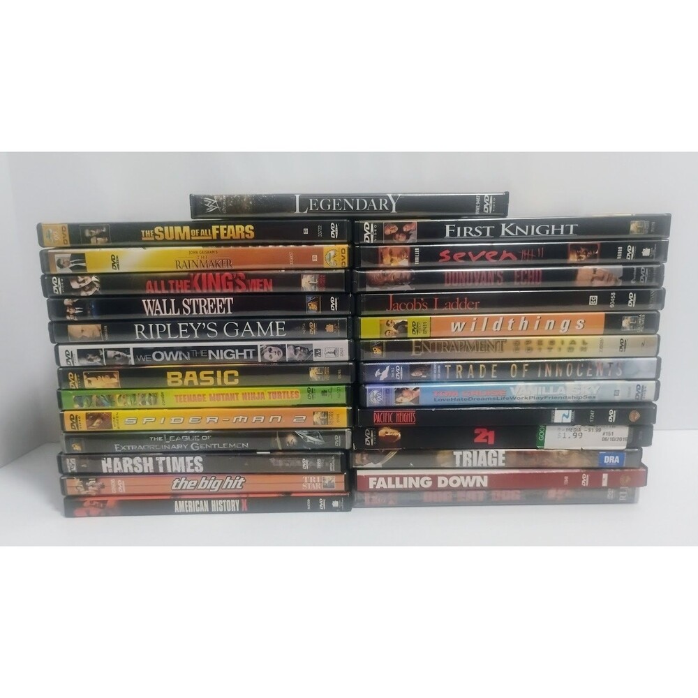 27 CT ACTION THRILLER SUSPENSE DVD LOT SPIDER MAN 2 FIRST KNIGHT WALL STREET